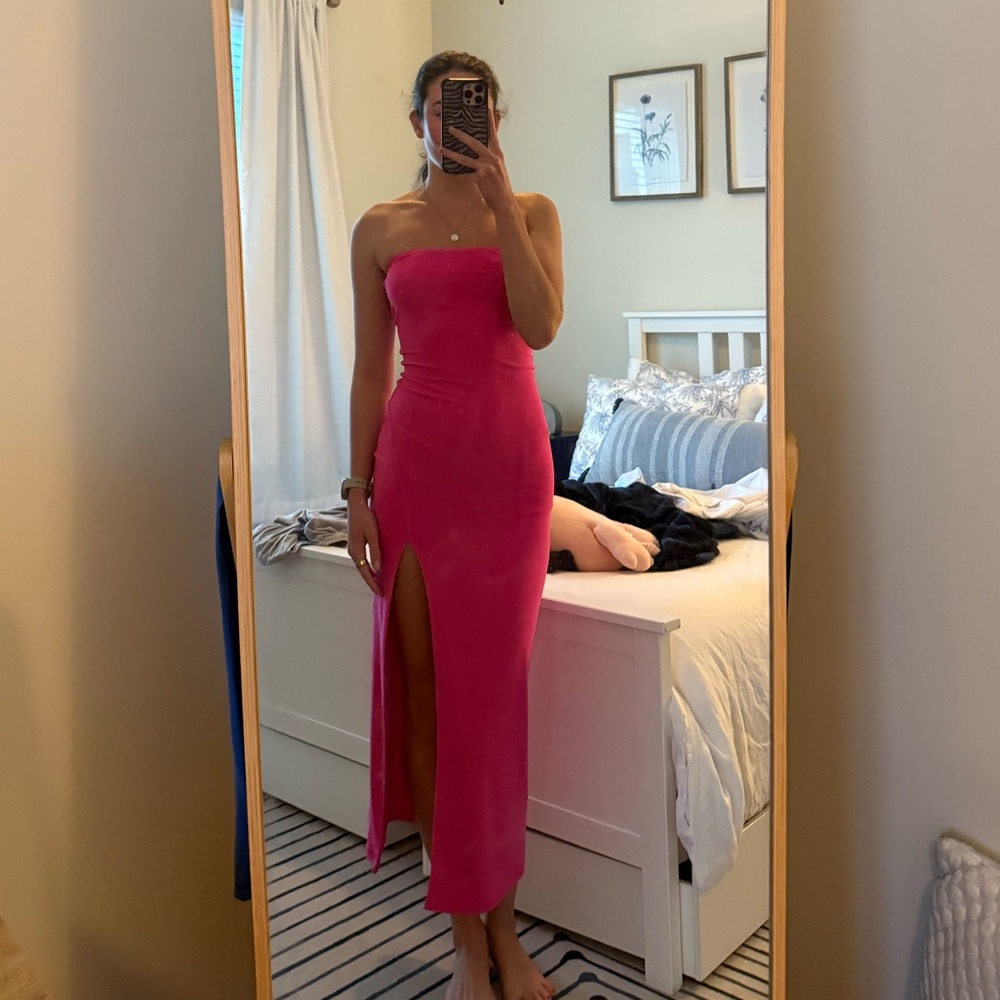 Princess Polly Panama Strapless Maxi Dress Hot Pink